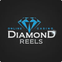 Diamond Reels online casino logo with a blue diamond icon and bold text.