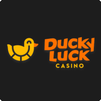 Ducky Luck Casino logo with a yellow duck and orange text on a black background.