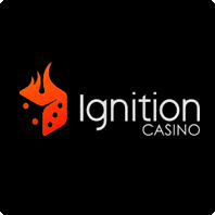 Ignition Casino logo with flame and dice, online gambling platform branding.