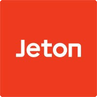 Jeton Casino logo featuring bold red background and white text, promoting online casino bonuses.