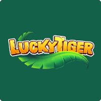Lucky Tiger logo featuring a green tiger tail, ideal for online casino bonus promotions.