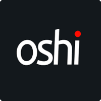 Oshi brand logo on a black background, representing online gaming and casino bonuses.