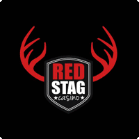 Red Stag Casino logo featuring deer antlers and a shield badge for online gaming.